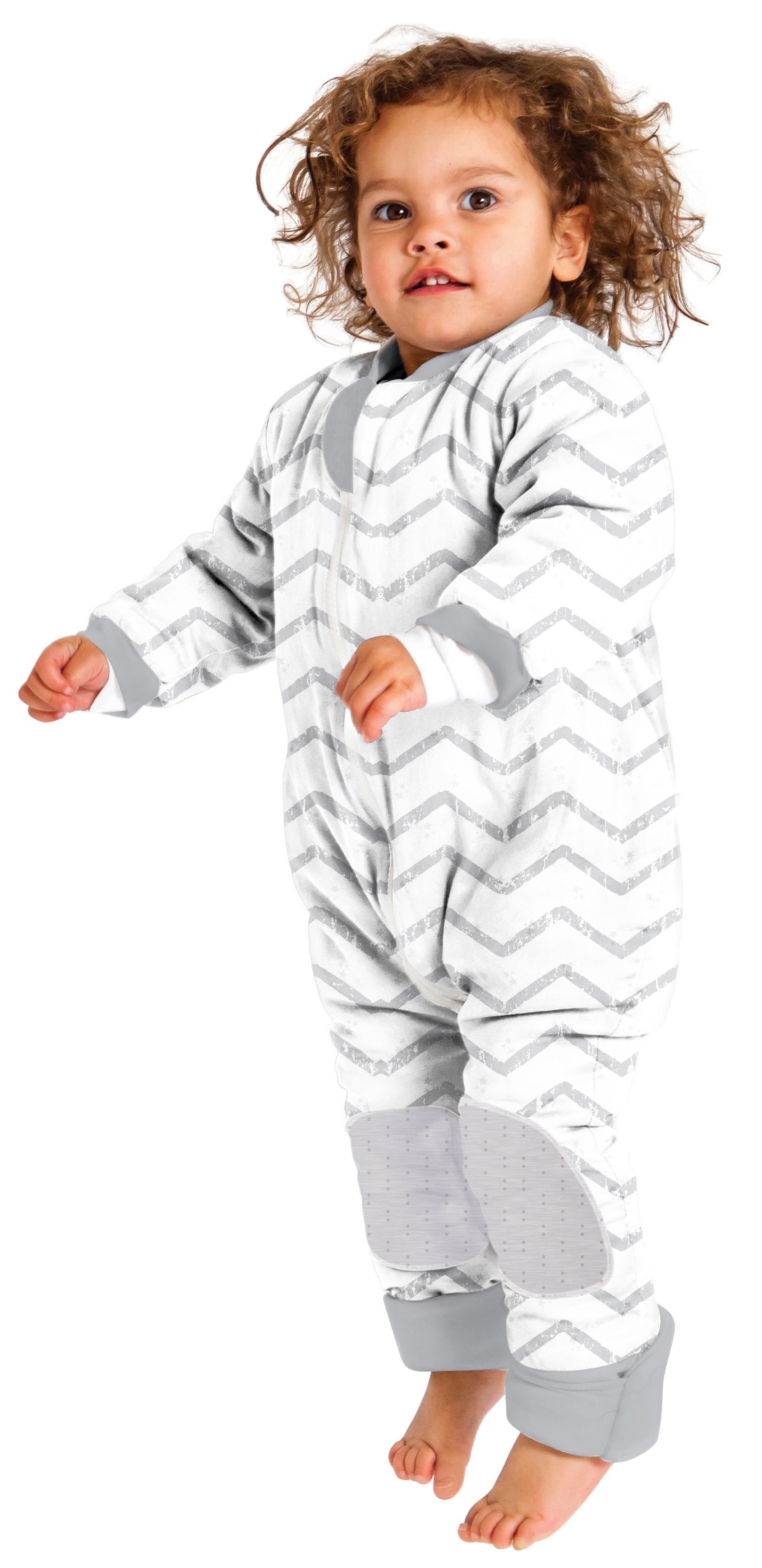 babystudio warmies cotton with arms and legs 3.0 tog - Grey Marle/Grey Lines